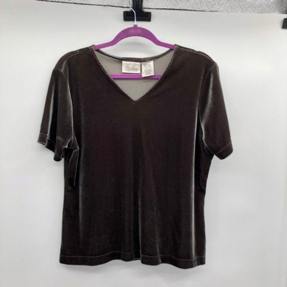 Kathie Lee Collection Blouse Womens L Used Grey Beautiful Sheen - Picture 3 of 8